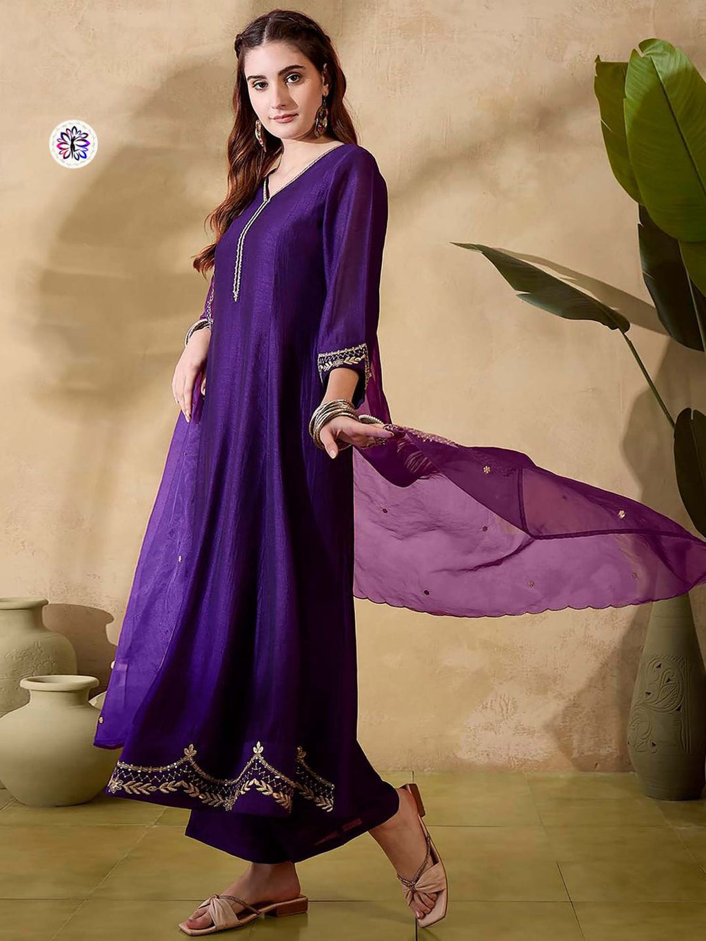 Beautiful kurta set with shawl and pants