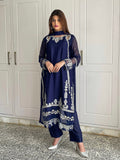 Women ethnic motif embroidered regular thread work kurta with trousers & dupatta