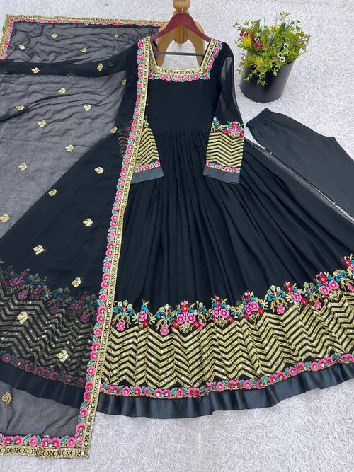 Black anarkali kurta set