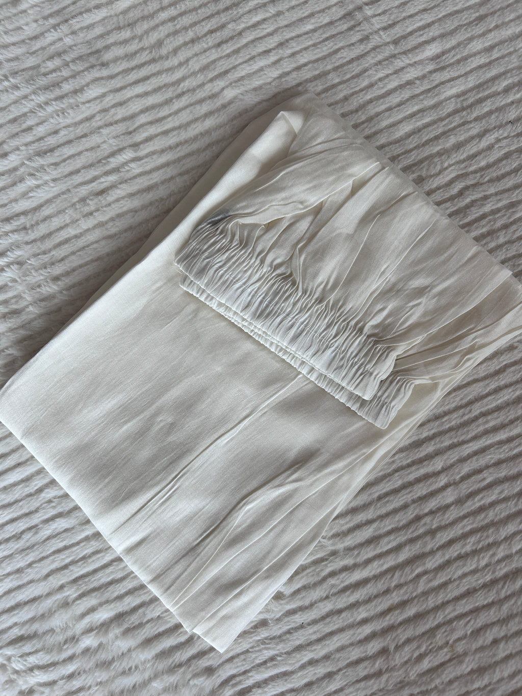 Cream colour v neck  kurta with trousers and printed organza shawl