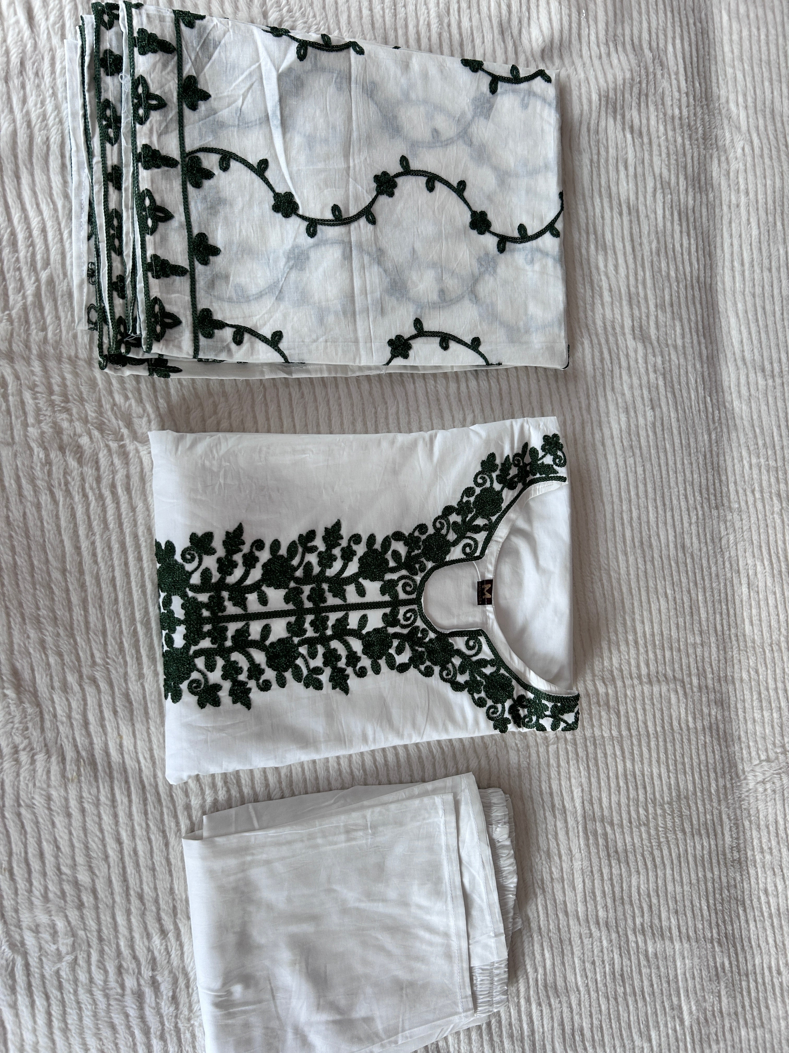 Embroidered Regular Thread Work Pure Cotton Kurta with Trousers & Dupatta