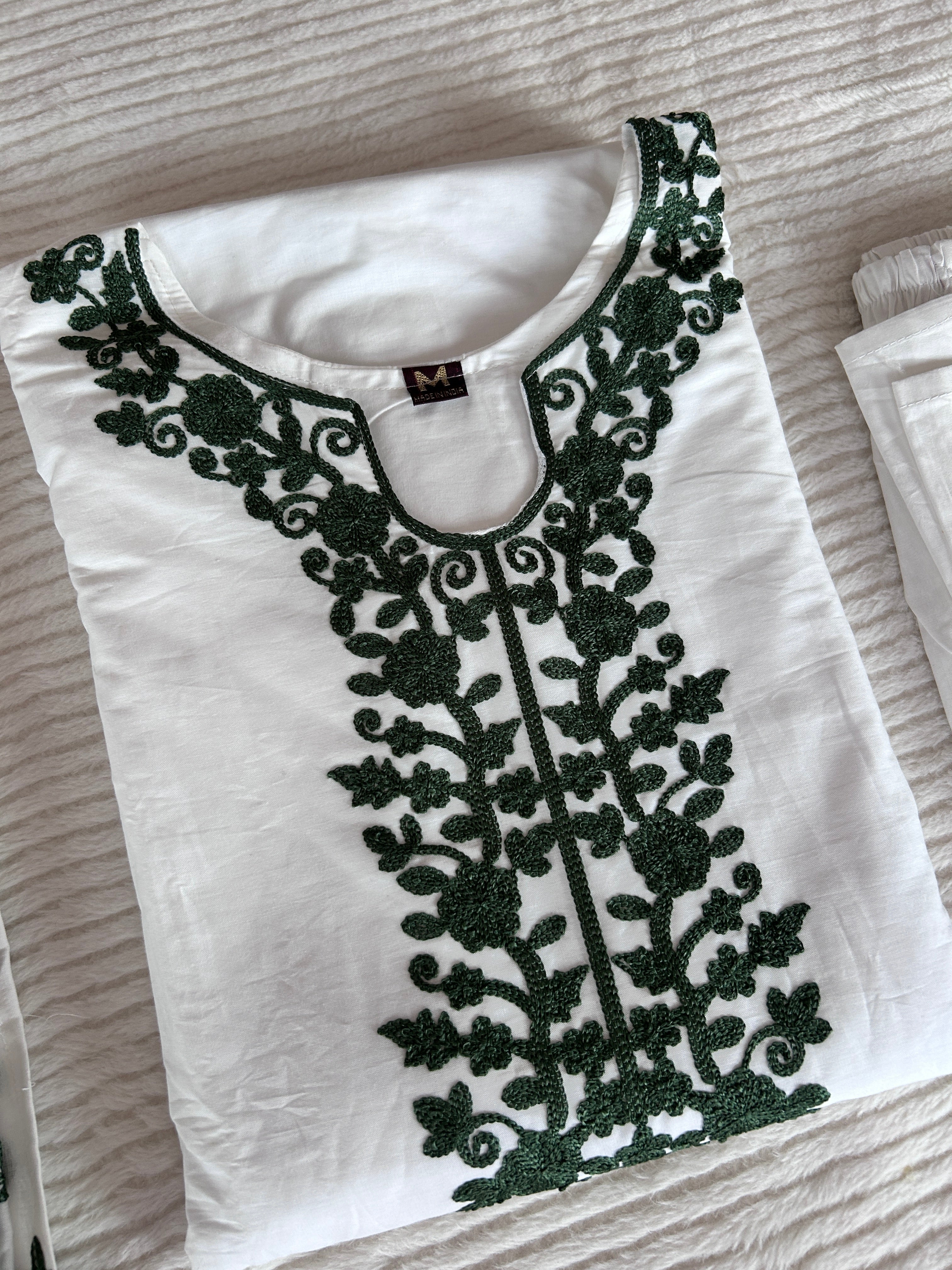 Embroidered Regular Thread Work Pure Cotton Kurta with Trousers & Dupatta