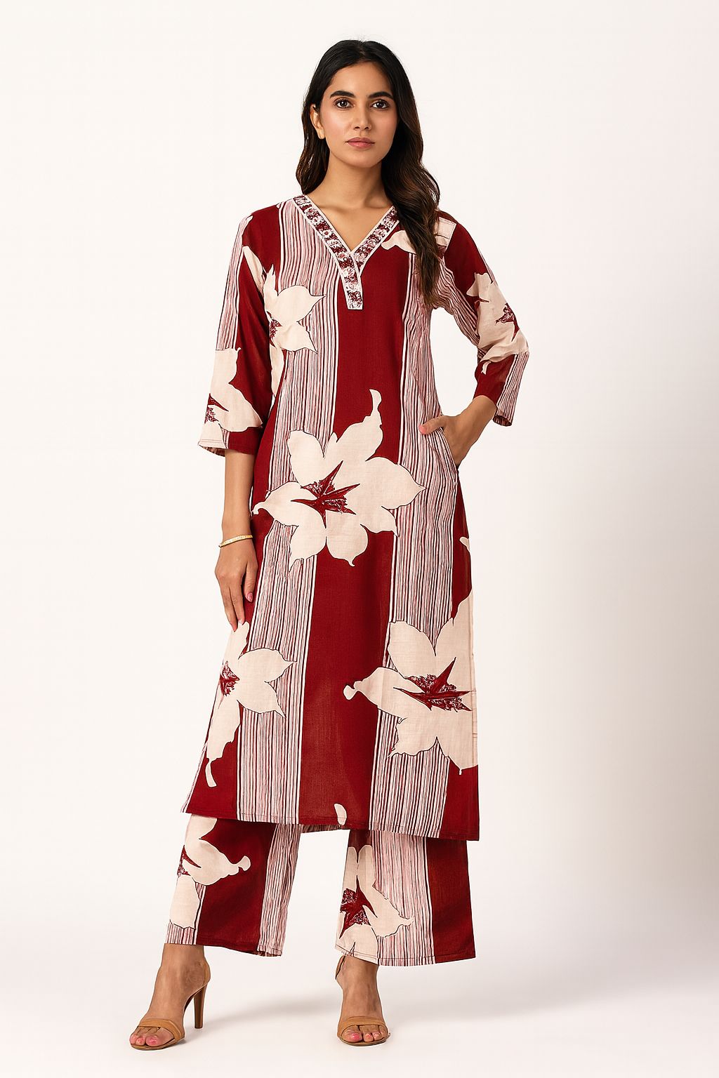 Women Ethnic Motifs Printed Regular embroidered Kurta with Palazzos