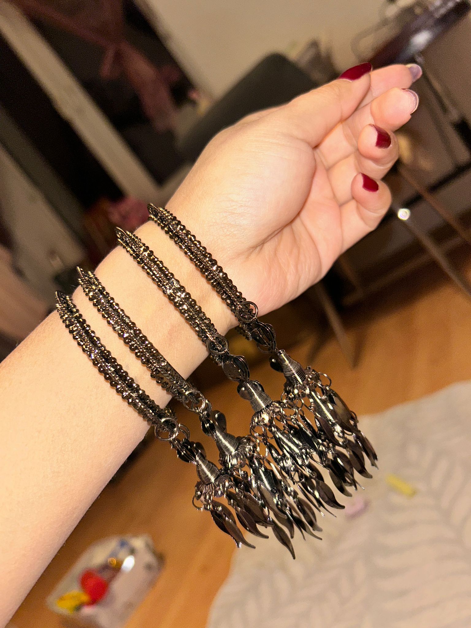 Ghungroo beaded oxidised bangles/set of 4