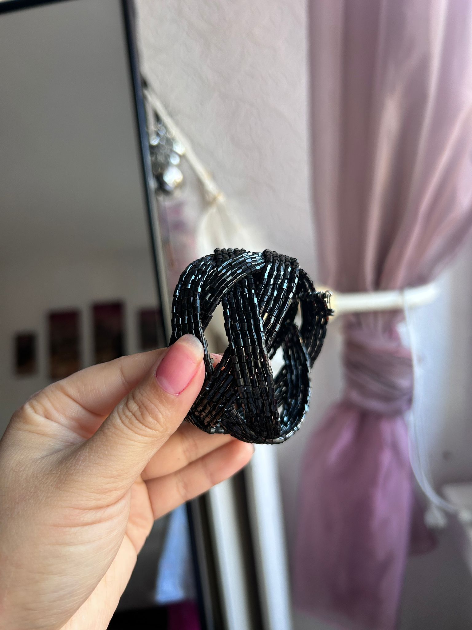 Women Black Embroidered Kada Bracelet