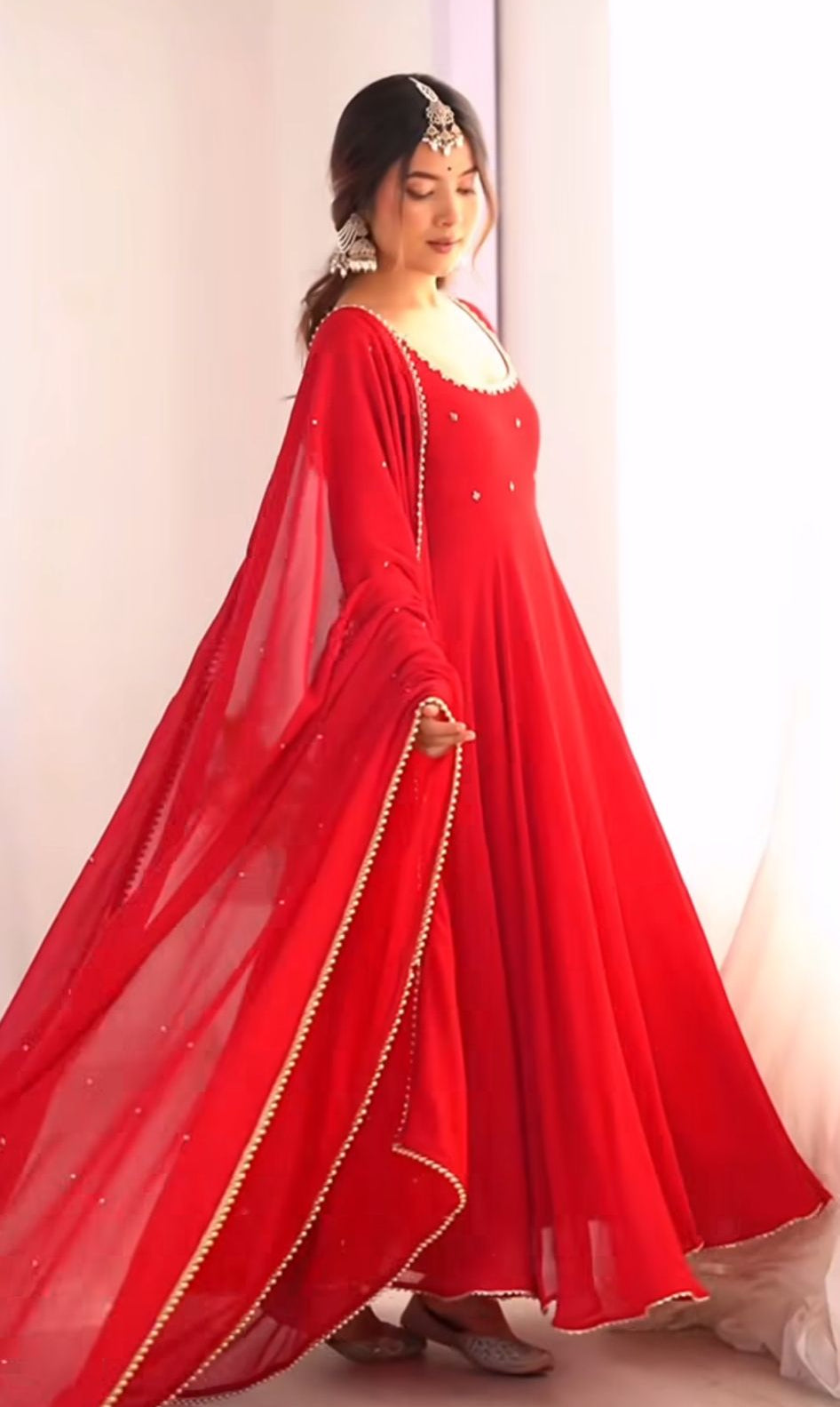red anarkali suit