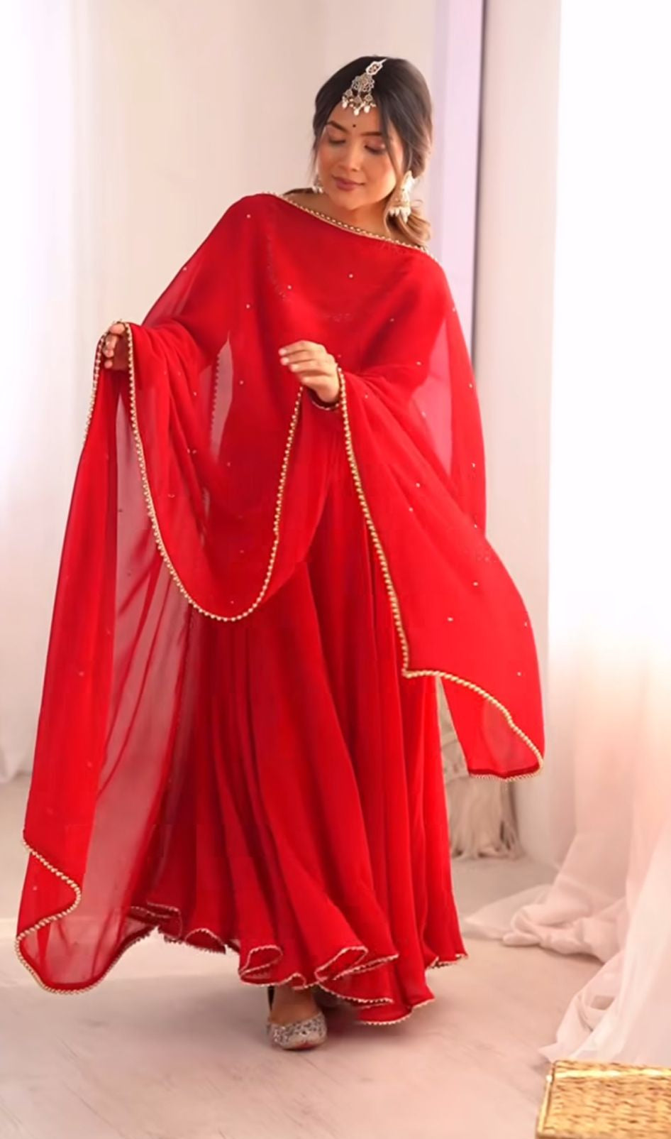 red anarkali suit