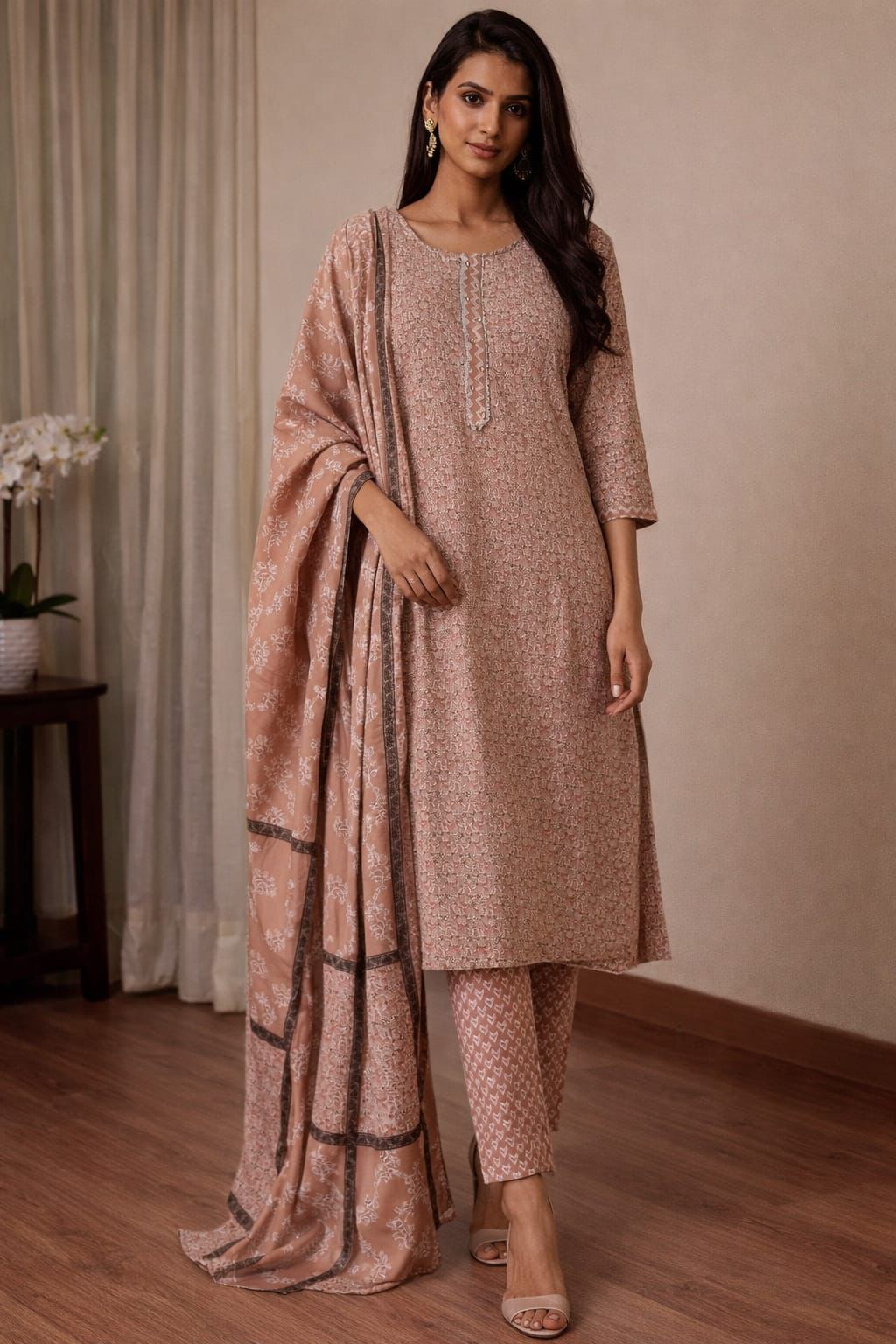 beige kurta set