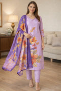 Women Floral Printed Regular Pure Cotton Kurta with Trousers & With Dupatta