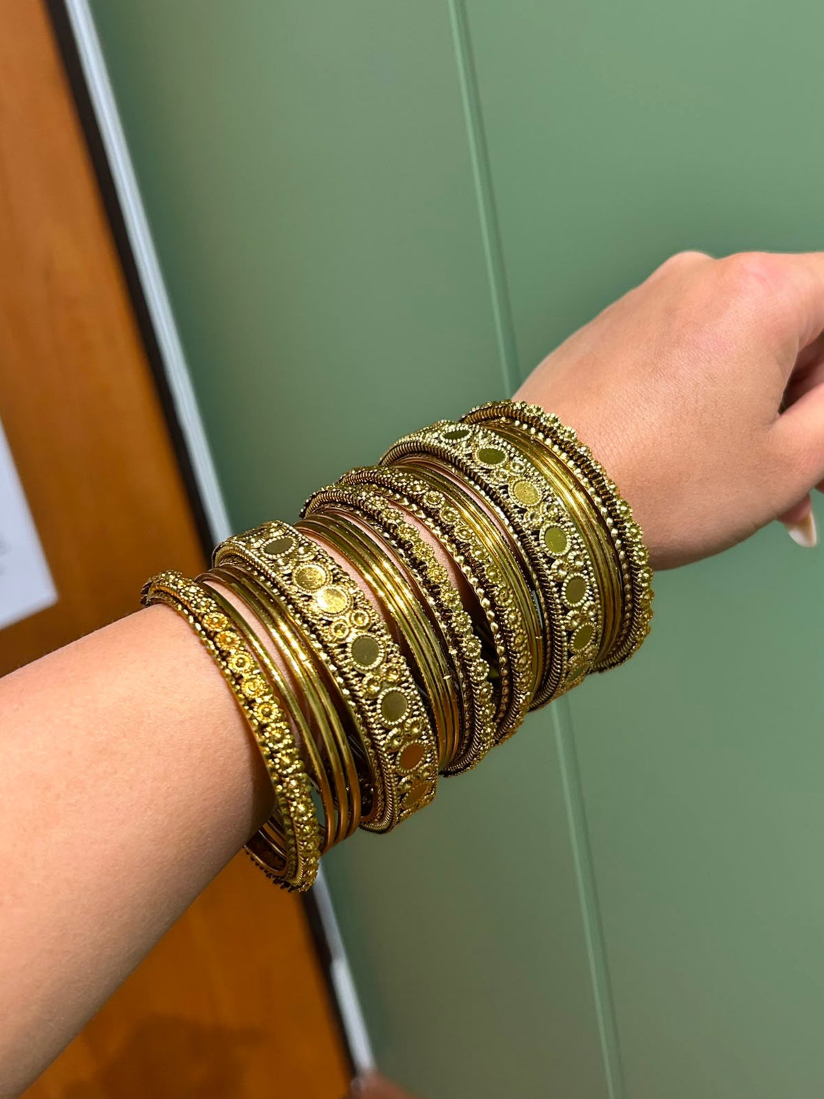 Gold plated oxiodized bangles