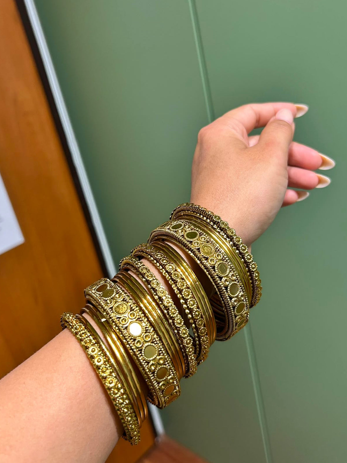 Gold plated oxiodized bangles