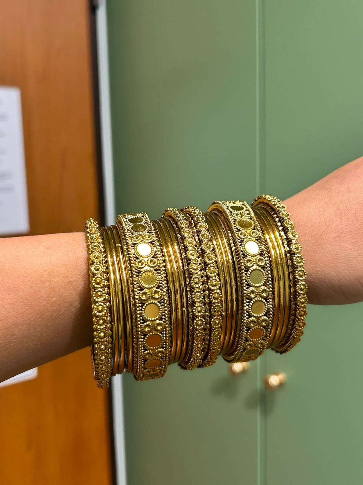 Gold plated oxiodized bangles