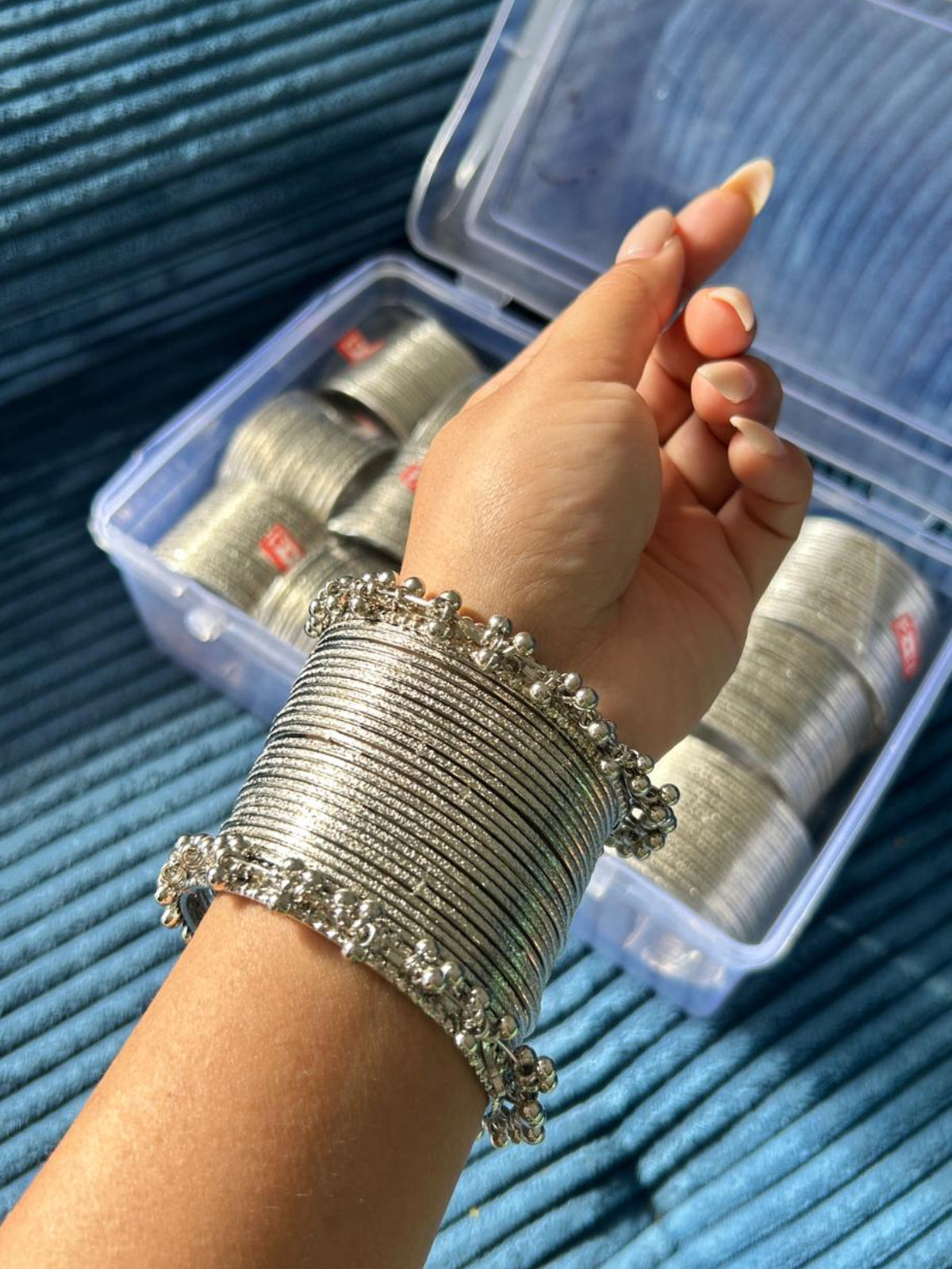Silver plated oxidized bangles