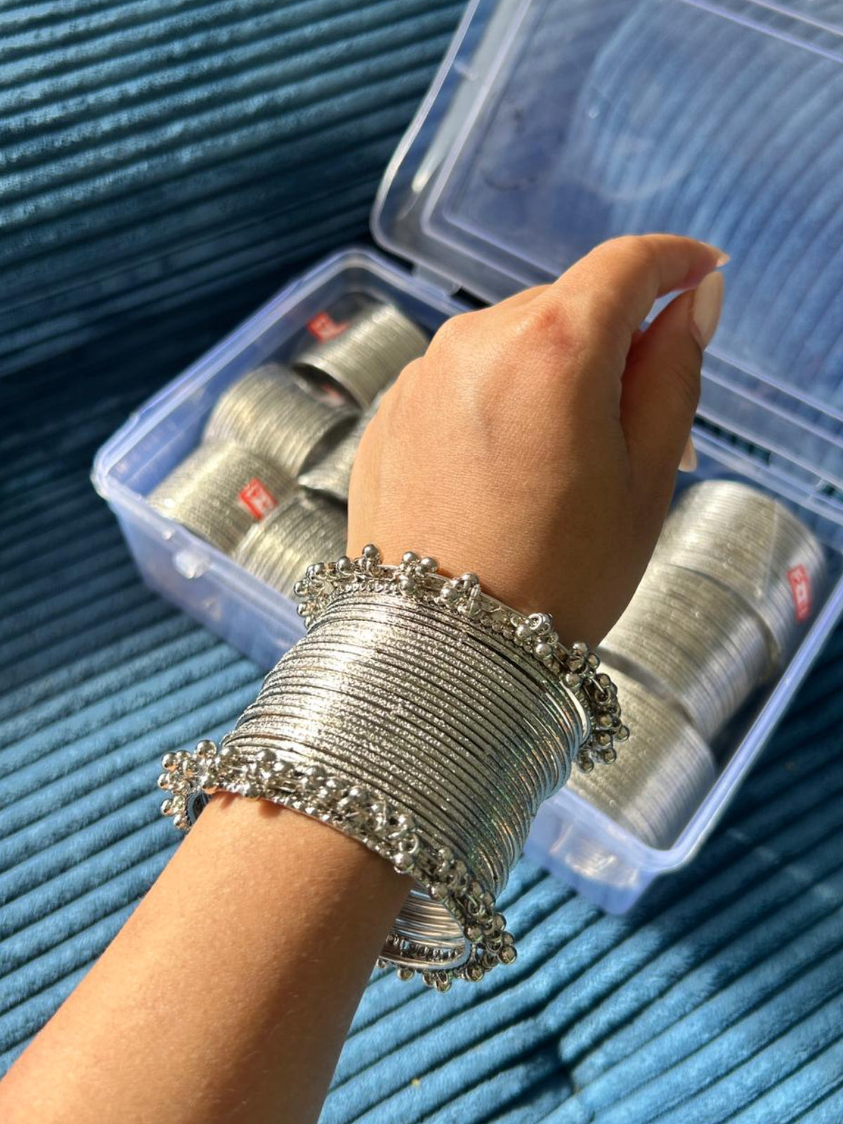 Silver plated oxidized bangles