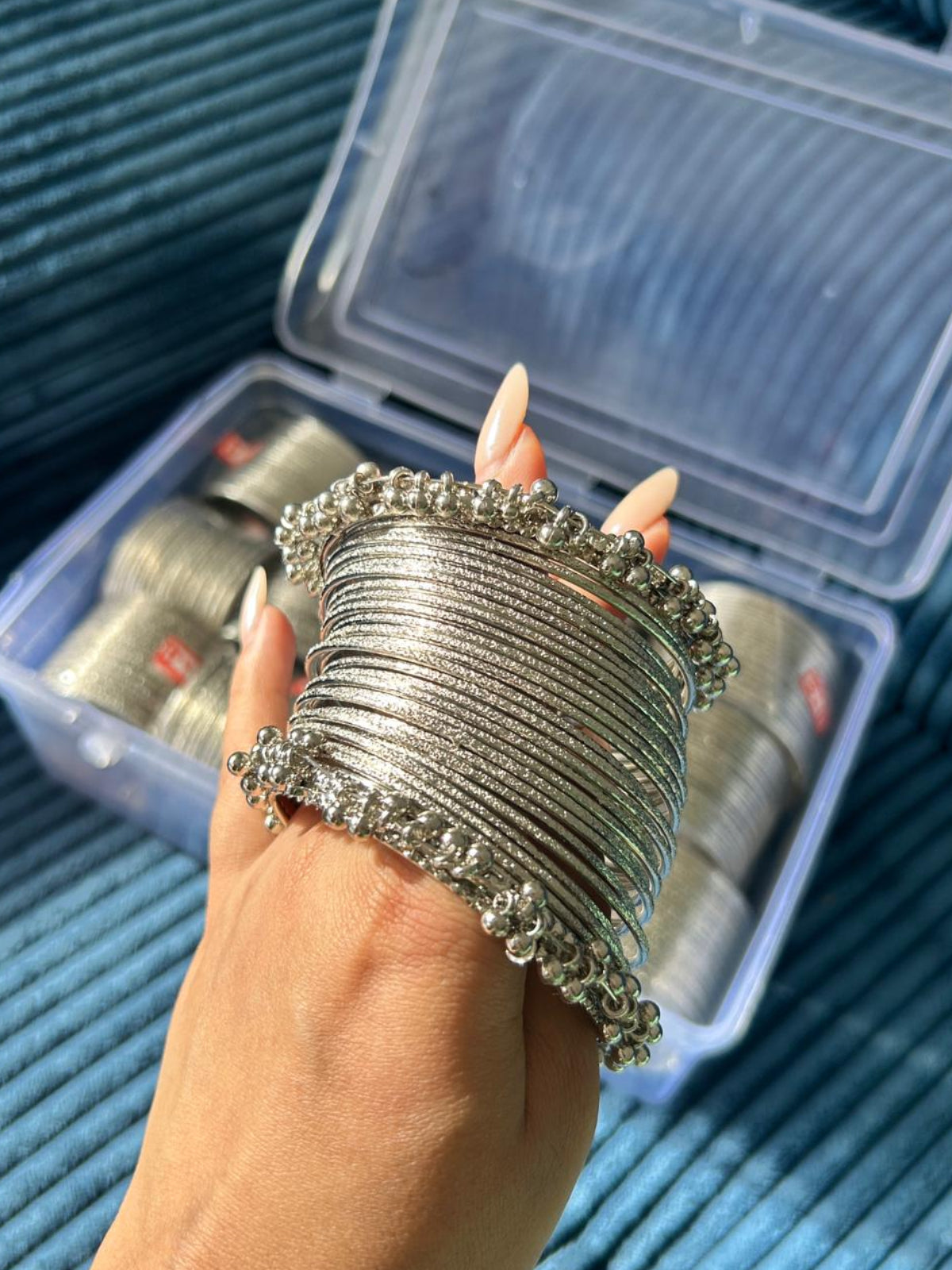 Silver plated oxidized bangles