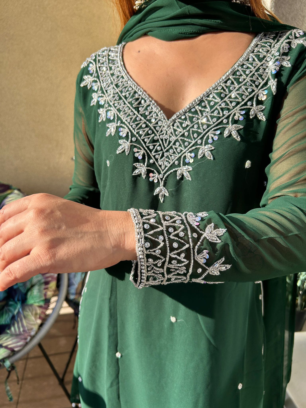 Monochrome kurta set with heavy hand embroidery