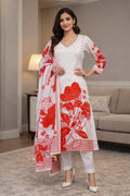 Printed v neck cotton kurta set