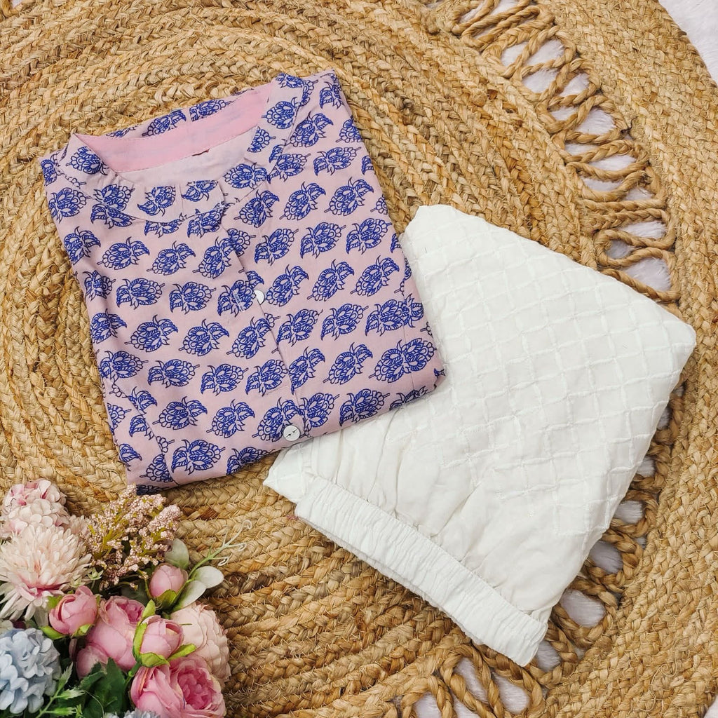 Printed A line kurta with plazzo