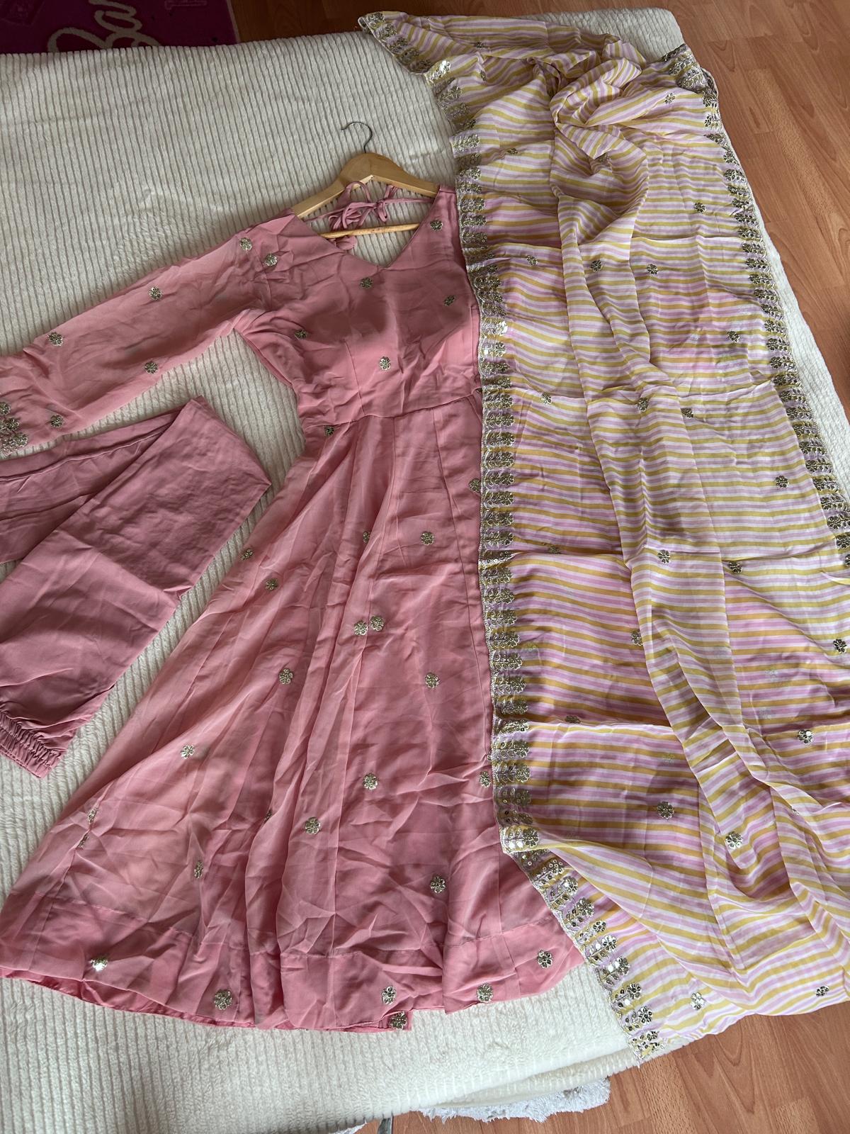 Pink Anarkali Kurta Set