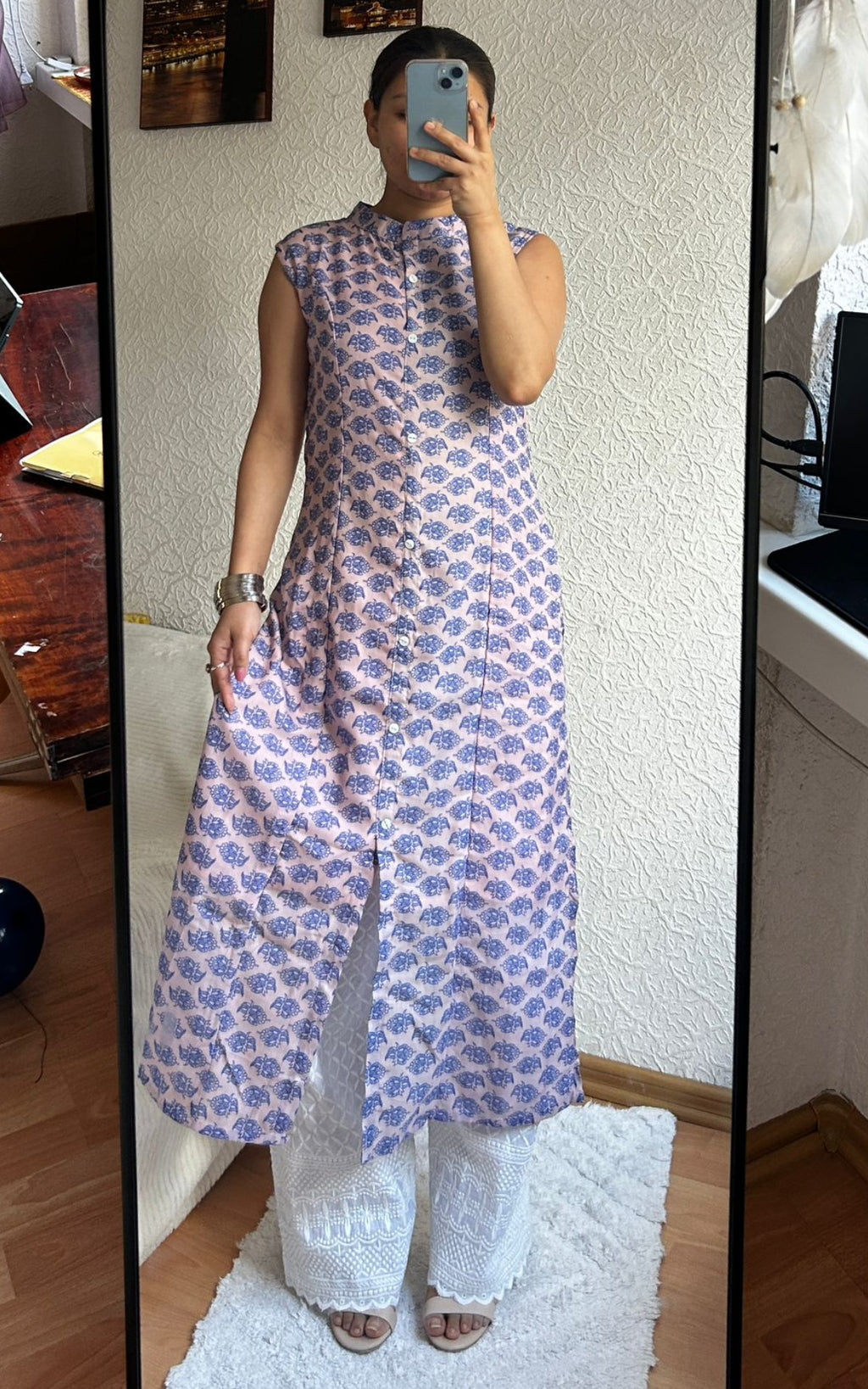 Printed A line kurta with plazzo