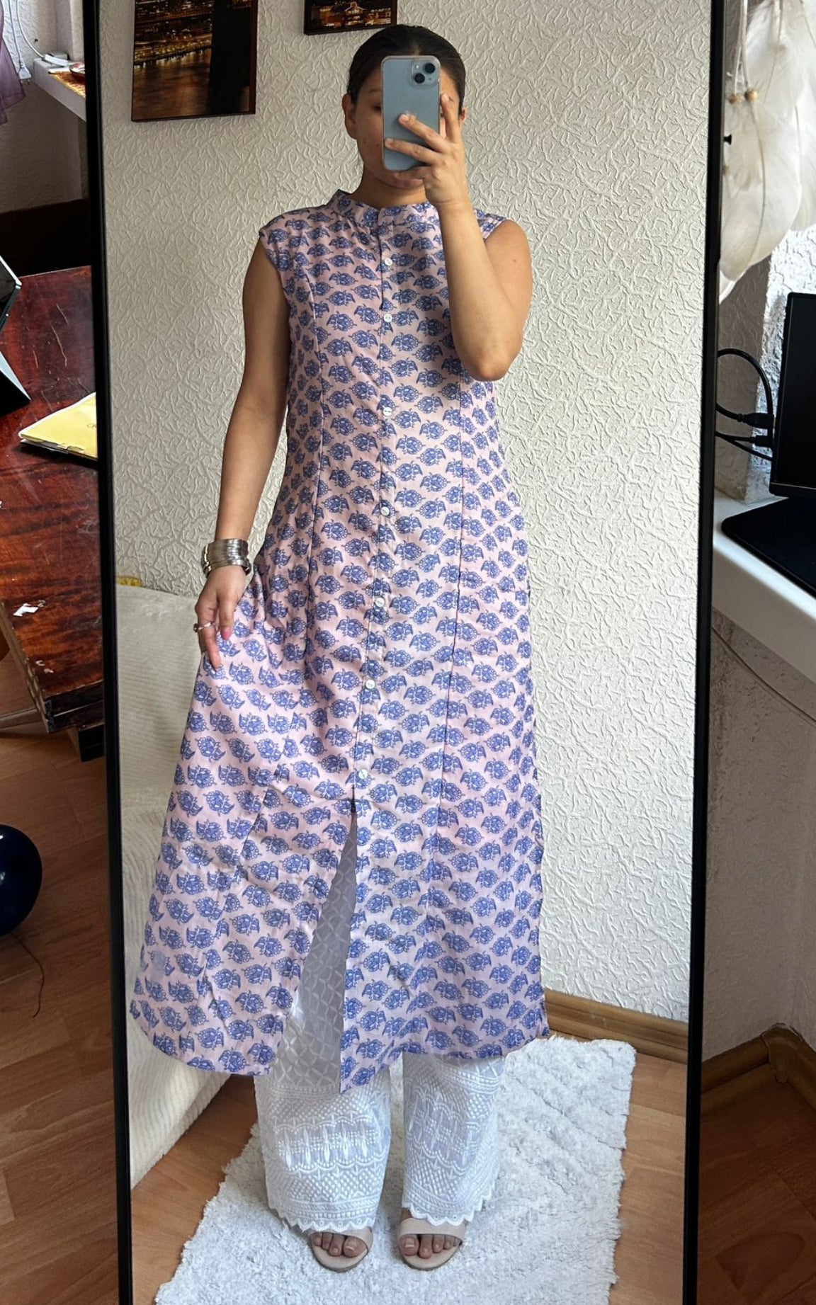 Printed A line kurta with plazzo