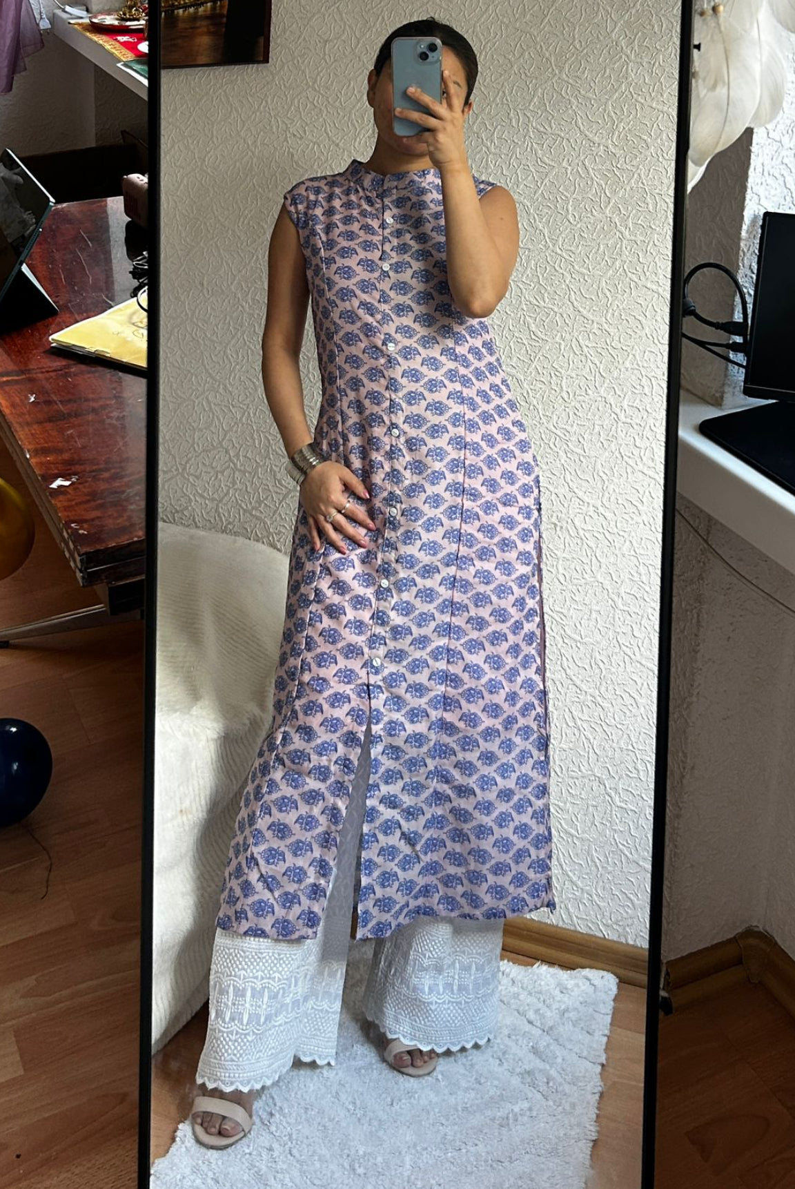 Printed A line kurta with plazzo