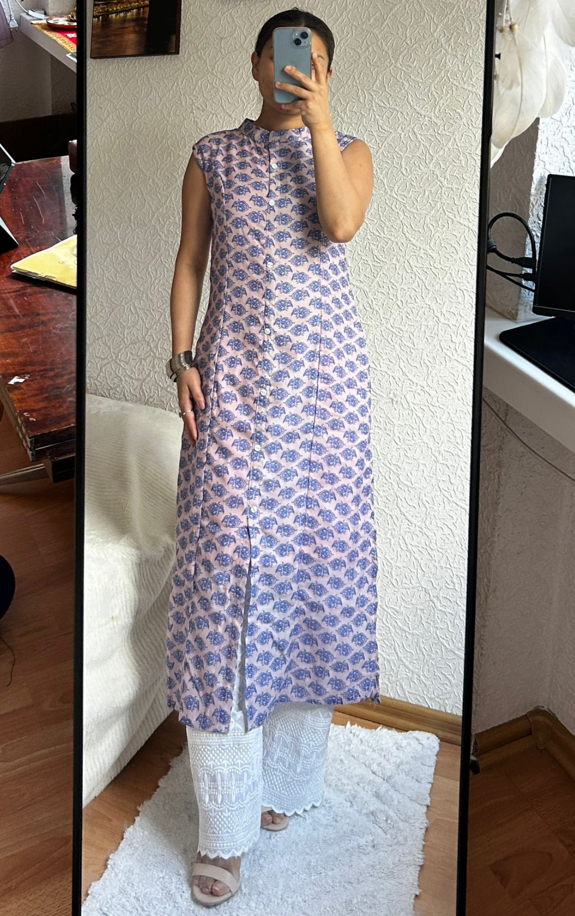 Printed A line kurta with plazzo