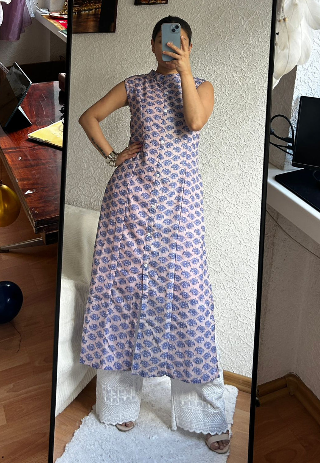 Printed A line kurta with plazzo