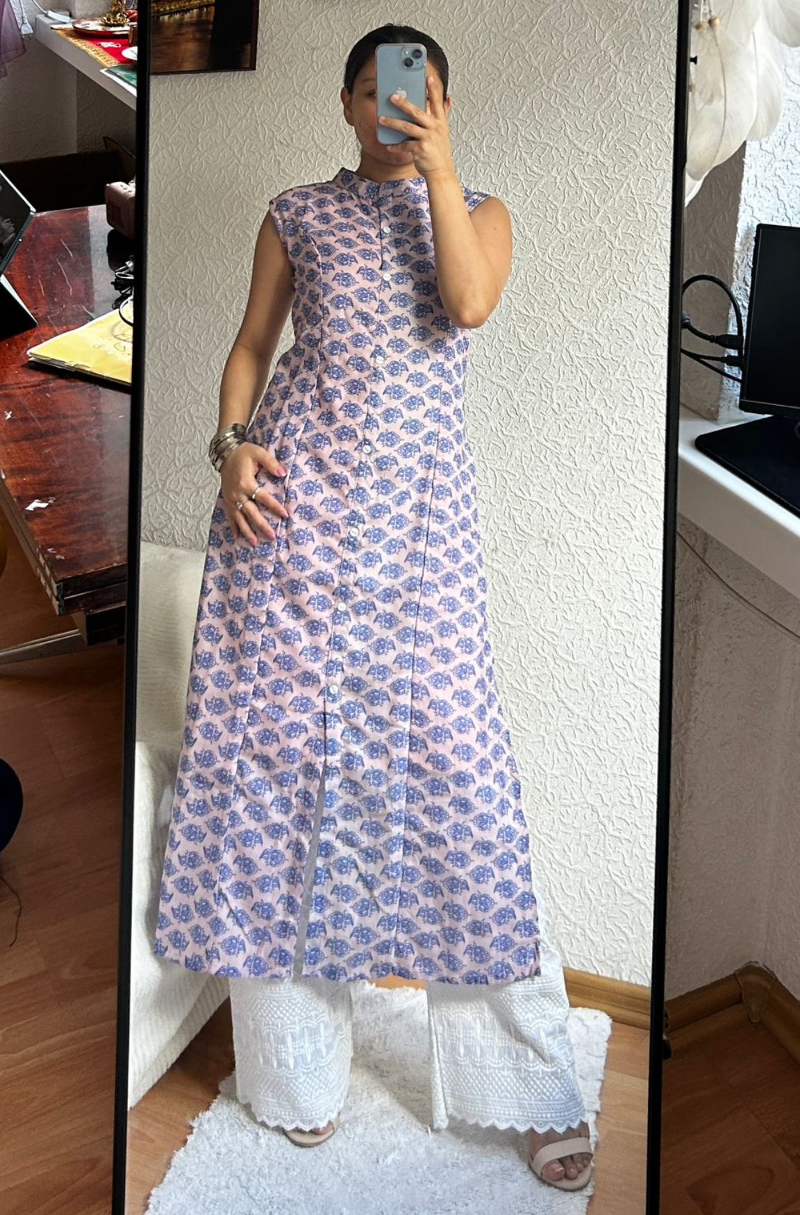 Printed A line kurta with plazzo